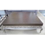 LOW TABLE, contemporary, vast proportions, silvered base, 130cm x 130cm x 40cm.