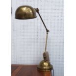 WALL LIGHTS, a pair, brass adjustable mid 20th century style,