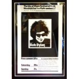BOB DYLAN August 1969 Isle of Wight concert poster, 75cm x 50cm, framed and glazed.
