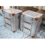 SIDE CHESTS, a pair, Andrew Martin style, with two drawers, 51cm x 43cm x 60cm.