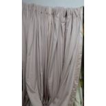 CURTAINS, three pairs, by Stephen Ryan Designs, pink with matching satin border,