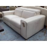 NATUZZI SOFA, cream leather, 103cm D x 81cm H x 190cm W.