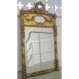 WALL MIRROR, Louis XVI style, gilt framed with oval plate above a rectangular plate,