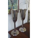 WINE COOLERS, a pair, on stands, silvered finish, 73cm H.