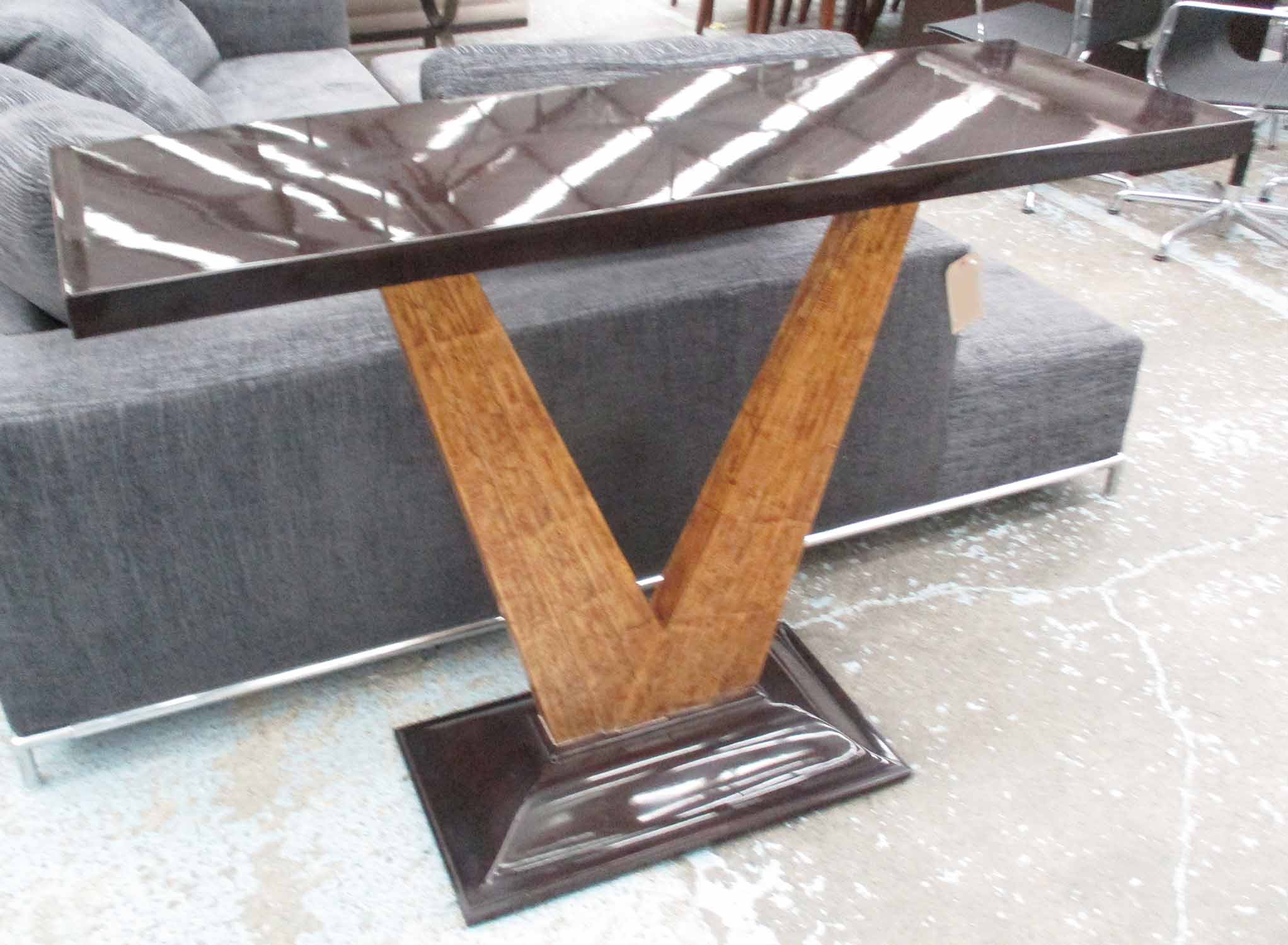 CHRISTOPHER GUY CONSOLE TABLE, with black lacquered top, on wooden V shaped supports, - Image 2 of 2