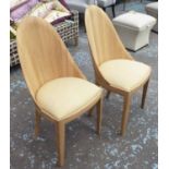 DINING CHAIRS, a set of eight, contemporary design, oak finish, 96cm H x 50cm x 42cm.