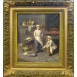 BRUNEL DE NEUVILLE (French 1852-1941), 'The two chefs', oil on canvas, signed lower right,