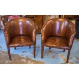 TUB ARMCHAIRS, a pair,