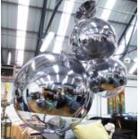 TOM DIXON MIRROR BALL PENDANTS, a set of three, various sizes, 102cm drop at largest.