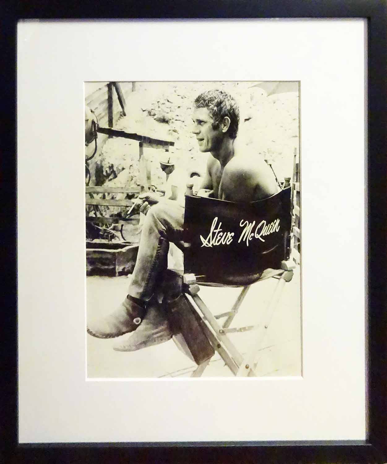'STEVE McQUEEN smoking a cigarette on set', b/w photograph, limited edition 4/300,