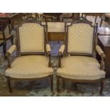 FAUTEUILS, a pair,