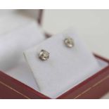 PAIR OF WHITE GOLD DIAMOND STUD EARRINGS, boxed.