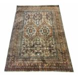 VERY FINE PURE SILK HERIZ DESIGN RUG, 222cm x 143cm,