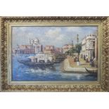 PAOLO SALA (Italian 1859- 1929) 'Before the Molo - Venice', oil on canvas, 48cm x 73cm, framed.