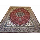 FINE PART SILK PERSIAN TABRIZ CARPET, 345cm x 253cm,