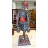 BLACKAMOOR FIGURE, early 20th century plaster, 'Porteur d'Eau Tunisien', 95cm H.