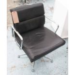ICF SOFT PAD DESK CHAIRS, a pair, by Charles and Ray Eames, each 58cm W.