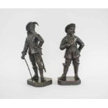 COMPANION PAIR OF COALBROOKDALE BRONZE CAVALIERS, 32.5cm H and 33.5cm H.