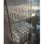 SUITE OF ROSENTHAL STUDIO LINE GLASSES, Iris pattern, comprising ten red, ten white, ten water,