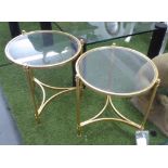 SIDE TABLES, a pair, 1950s French style, gilt finish, 45cm H.