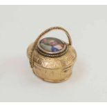 MINIATURE GOLD 'BASKET' WATCH, the lid set with a portrait miniature,
