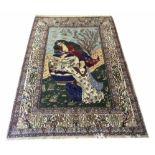 VERY FINE ISPHAHAN PICTORIAL RUG, 200cm x 132cm.