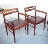 ATTRIBUTED TO H W KLEIN DINING CHAIRS, a set of six, vintage 1960s,