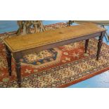 HALL BENCH, early Victorian mahogany with lappet carved legs, 125cm x 33cm.