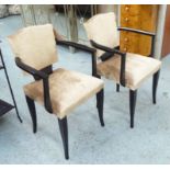 FRENCH BRIDGE CHAIRS, a pair, French 1940s, upholstered in bronze velvet.