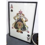 'THE ACE OF SPADES', contemporary decoupage, framed and glazed, 146cm x 100cm.