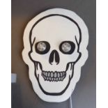 'TWO SKULL CASES', pair by Bee Rich, bespoke made light up wall art, 66cm L.