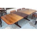 ATTRIBUTED TO SKOVBY MØBELFABRIK DINING TABLE, vintage 1970s, rosewood with two leaves.