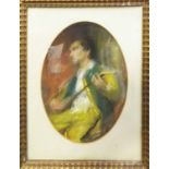 EARLY 20TH CENTURY SCHOOL 'Musician Playing the Lute', pastel, signed 'Oman' or 'Ornati',