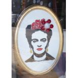 FRIDA KAHLO BY BEE RICH, bespoke made light up wall art, 87cm L.