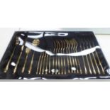 CUTLERY SETS, a boxed set of two, gilt finish, 44cm L x 28cm W x 5cm H.