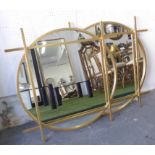 WALL MIRRORS, a pair, Bauhaus style gilt finish, 97cm.