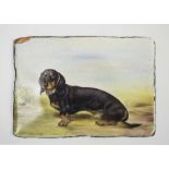 JOHN WILLIAM BAILEY (1831-1914), enamel on copper miniature of the Champion Dachshund 'Wiseacre',