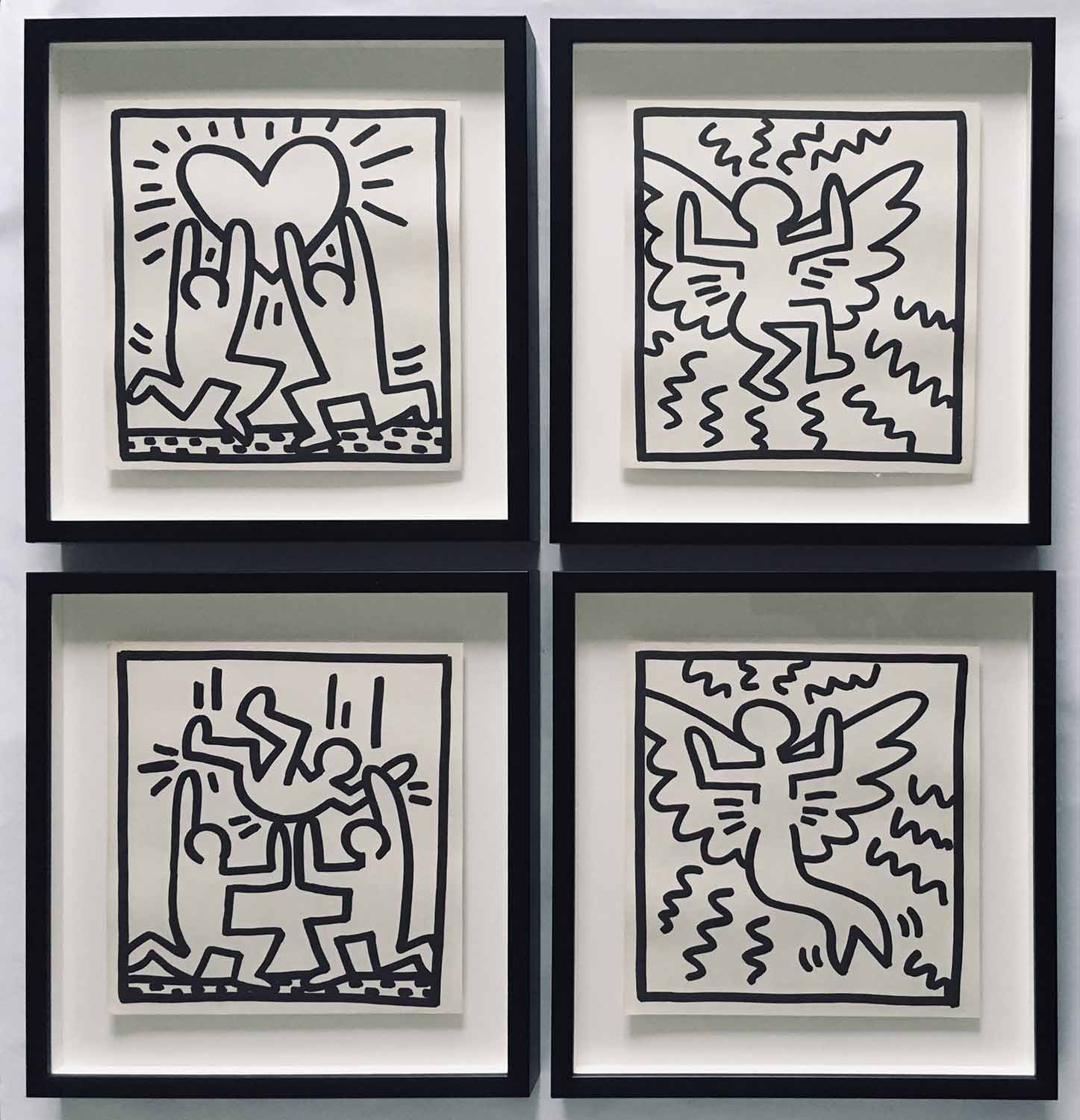 KEITH HARING 'Party' - 'Flying Angel' - 'Flying Mermaid' - 'Love', 1982,