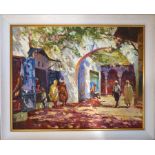 ANATOLI SHAPOVALOV (Ukranian b.1949) 'Market day', oil on canvas, signed, 70cm x 90cm, framed.