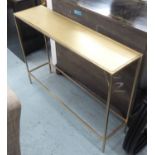 CONSOLE TABLE, Bauhaus style, gilt finish, 28cm L x 25cm W x 70cm H.