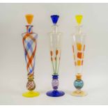 TRIO OF MURANO DECANTERS BY CARLO MORETTI, each signed and dated 1999, 45cm H.