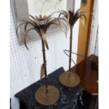TABLE LAMPS, a pair, stylised palm tree form, gilt finish.