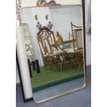 MIRRORS, a pair, Bauhaus style in gilt finish, 121cm L x 81cm W.