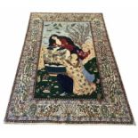 VERY FINE ISPHAHAN PICTORIAN RUG, 199cm x 130cm, to match previous lot.