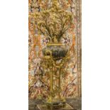 CANDELABRA, early 20th century gilt bronze and green marble, six naturalistic lighting arms,