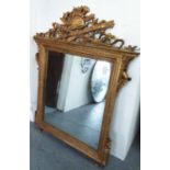 WALL MIRROR, continental style gilt with flambeau and quiver crest, 161cm x 128cm.