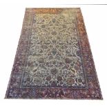 ANTIQUE PERSIAN PURE SILK SAFAVID DESIGN RUG, 198cm x 127cm, all over palmette,