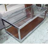 MERROW ASSOCIATES LOW TABLE, vintage 1960s, chrome with rosewood base and glass top, 110.
