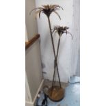 FLOOR LAMP, stylised palm tree design, gilt finish.