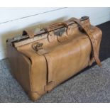 GLADSTONE BAG, mid 20th century tan leather by Cliff, 35cm H x 62cm x 32cm.